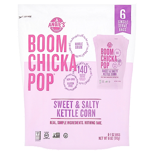 Angie's Boom Chicka Pop Sweet & Salty Kettle Corn, 1 oz, 6 count