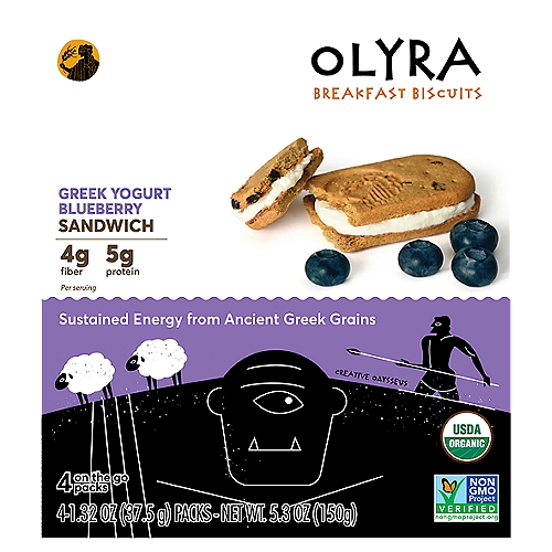 Olyra Greek Yogurt Blueberry Sandwich Breakfast Biscuits, 1.32 oz, 4 count