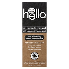Hello Activated Charcoal Epic Whitening Fluoride Free Toothpaste - 4 ounce