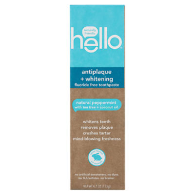 Hello Antiplaque + Whitening Fluoride Free Toothpaste - 4.7 ounce
