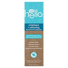 Hello Antiplaque + Whitening Fluoride Free Toothpaste - 4.7 ounce