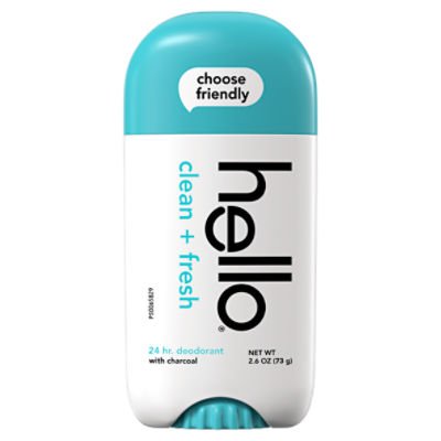 hello Clean + Fresh Aluminum Free Deodorant with Charcoal, Baking Soda Free Deodorant, 2.6 oz.