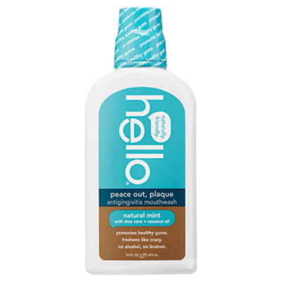 Hello Natural Mint Peace Out, Plaque Antigingivitis Mouthwash, 16 fl oz, 16 Fluid ounce