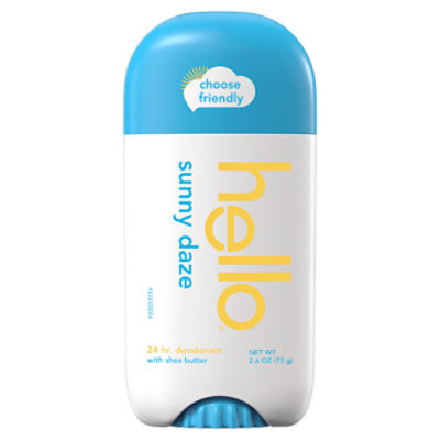 hello Sunny Daze Aluminum Free Deodorant with Shea Butter, Baking Soda Free Deodorant, 2.6 oz., 2.6 Ounce