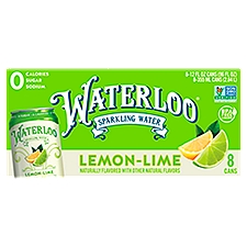 Waterloo Lime Sparkling Water - 8 Pack Cans, 96 Fluid ounce