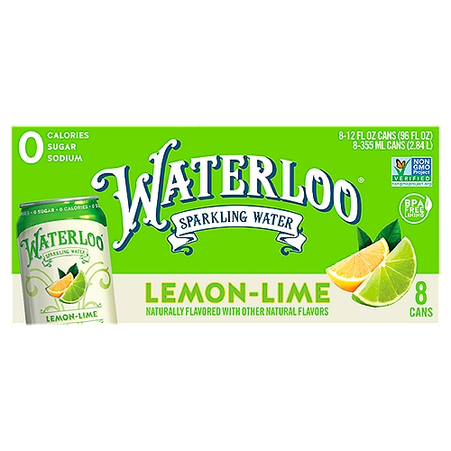 Waterloo Lemon-Lime Sparkling Water, 12 fl oz, 8 count