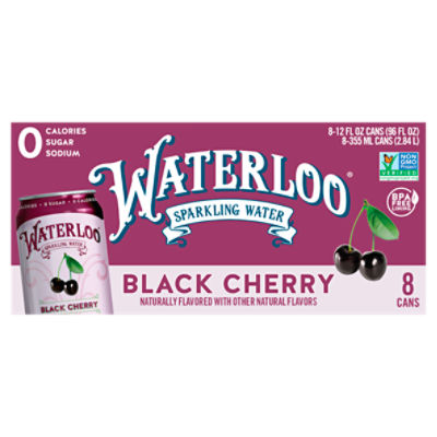 Waterloo Black Cherry Sparkling Water, 12 fl oz, 8 count, 96 Fluid ounce