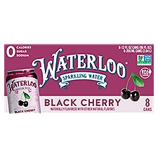 Waterloo Black Cherry Sparkling Water, 12 fl oz, 8 count