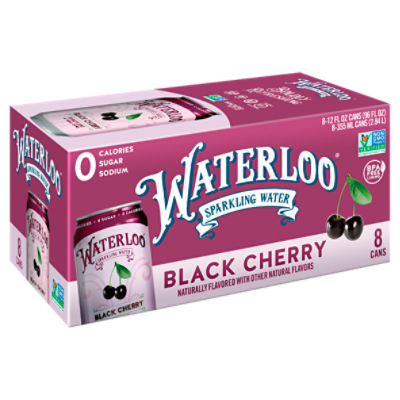 Waterloo Black Cherry Sparkling Water, 12 fl oz, 8 count