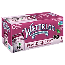 Waterloo Black Cherry Sparkling Water - 8 Pack Cans, 96 Fluid ounce