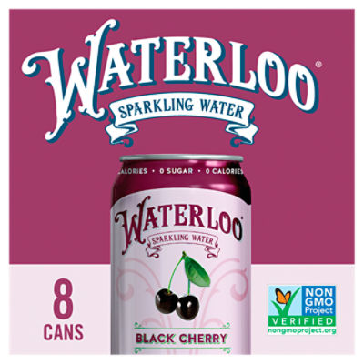 Waterloo Black Cherry Sparkling Water, 12 fl oz, 8 count