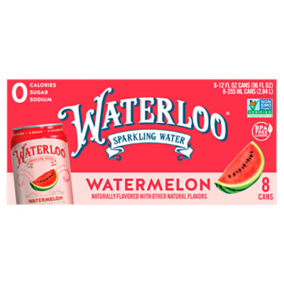 Waterloo Watermelon Sparkling Water, 12 fl oz, 8 count, 96 Fluid ounce