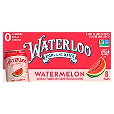 Waterloo Watermelon Sparkling Water - 8 Pack Cans, 96 Fluid ounce