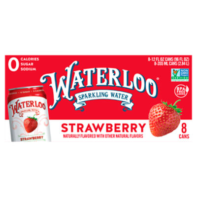 Waterloo Strawberry Sparkling Water, 12 fl oz, 8 count, 96 Fluid ounce