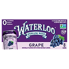 Waterloo Grape Sparkling Water, 12 fl oz, 8 count