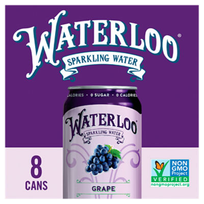 Waterloo Grape Sparkling Water, 12 fl oz, 8 count