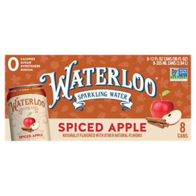 Waterloo Spiced Apple Sparkling Water, 12 fl oz, 8 count