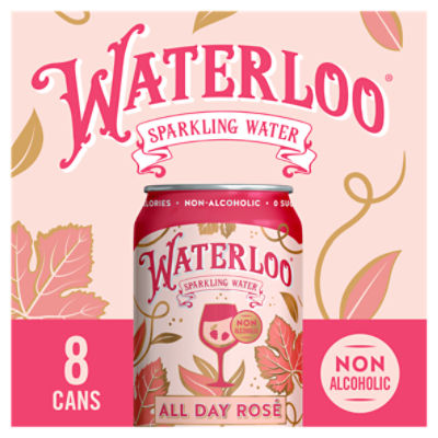 Waterloo All Day Rosé Sparkling Water, 12 fl oz, 8 count
