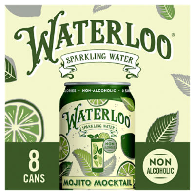 Waterloo Mojito Mocktail Sparkling Water, 12 fl oz, 8 count, 96 Fluid ounce