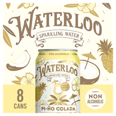 Waterloo Pi-Ño Colada Sparkling Water, 12 fl oz, 8 count