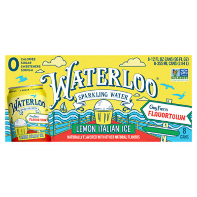 Waterloo Lemon Italian Ice Sparkling Water, 8 count, 12 fl oz