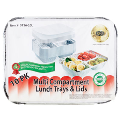 KNF Multi Compartment Lunch Trays & Lids, 10 count