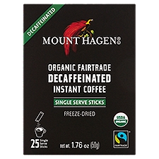 Mount Hagen Organic Fairtrade Decaffeinated Instant Coffee, 25 count, 1.76 oz