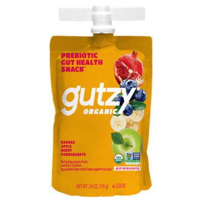 Gutzy Organic Banana, Apple, Berry & Pomegranate Prebiotic Gut Health Snack, 3.9 oz