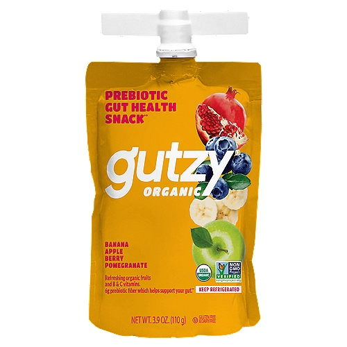 Gutzy Organic Banana, Apple, Berry & Pomegranate Prebiotic Gut Health Snack, 3.9 oz