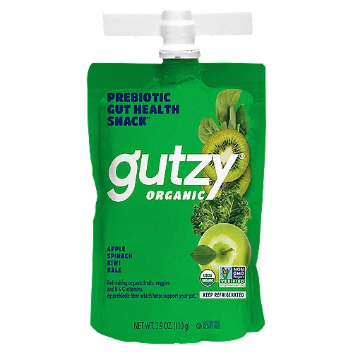 Gutzy Organic Apple, Spinach, Kiwi & Kale Prebiotic Gut Health Snack, 3.9 oz