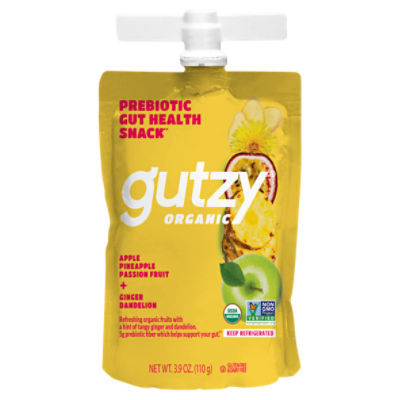 Gutzy Organic Apple, Pineapple, Passion + Ginger Dandelion Prebiotic Gut Health Snack, 3.9 oz