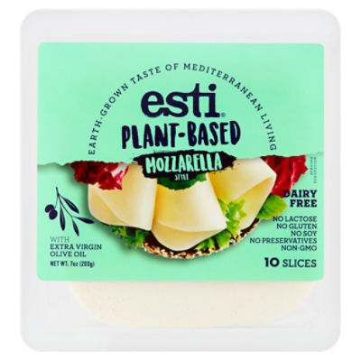 Esti Plant-Based Mozzarella Style Cheese Slices, 10 count, 7 oz, 70 Ounce
