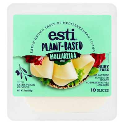 Esti PlantBased Mozzarella Style Cheese Slices, 10 count, 7 oz Gourmet