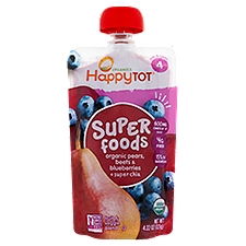 Happy Tot Organic Super Foods Fruit & Veggie Blend Baby Food, Stage 4, Tots & Tykes, 4.22 oz