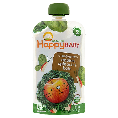 Happy Baby Organics Organic Apples, Spinach & Kale Baby Food, Stage 2, 6+ Months, 4 oz
Our Yummy Recipe
1/2 apple
1/2 cup spinach
1/2 cup kale

These simple combos are great for introducing baby to multiple flavors in just one bite.
From our happy family to yours!
Love,
Shazi
Founder & chair mom