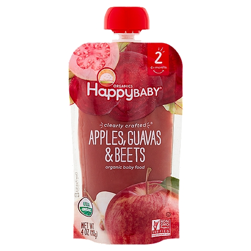 Happy Baby Organics Apples, Guavas & Beets Organic Baby Food, Stage 2, 6+ Months, 4 oz
This is clearly crafted®

Our Yummy Recipe includes
1/2 apple
1/4 guava
3 tsp cubed beet