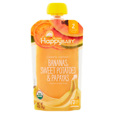 Happy Baby Organics Bananas, Sweet Potatoes & Papayas Organic Baby Food, Stage 2, 6+ Months, 4 oz