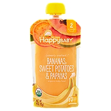 Happy Baby Organics Bananas, Sweet Potatoes & Papayas Stage 2 6+ Months, Organic Baby Food, 4 Ounce