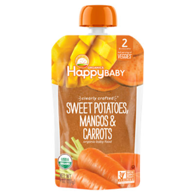 Happy Baby Organics Organic Sweet Potatoes, Mangos & Carrots Baby Food, Stage 2, 6+ months, 4 oz, 4 Ounce