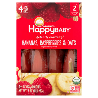 Happy Baby Organics Bananas, Raspberries & Oats Organic Baby Food