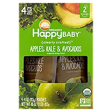 Happy Baby Organics Apples, Kale & Avocados Organic Baby Food, Stage 2, 6+Months, 4 oz, 4 count, 16 Ounce