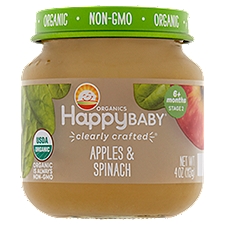 Happy Baby Organics Apples & Spinach Stage 2 6+ Months, Baby Food, 4 Ounce