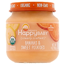 Happy Baby Organics Bananas & Sweet Potatoes Baby Food, Stage 2, 6+ Months, 4 oz, 4 Ounce