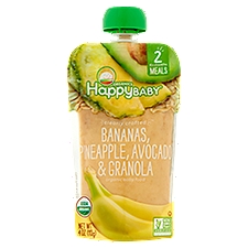 Happy Baby Organics Bananas, Pineapple, Avocado & Granola Organic Baby Food, Stage 2, 4 oz