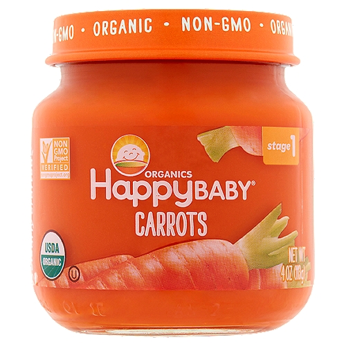 Happy Baby Organics Carrots Baby Food, Stage 1, 4 oz