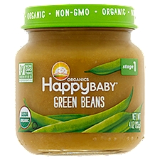 Happy Baby Organics Baby Food, Green Beans Stage 1, 4 Ounce