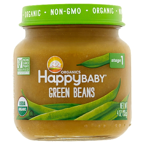 Happy Baby Organics Green Beans Baby Food, Stage 1, 4 oz