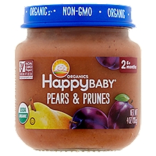 Happy Baby Organics Pears & Prunes Stage 2 6+ Months, Baby Food, 4 Ounce