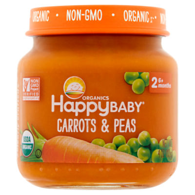 Happy Baby Organics Carrots & Peas Baby Food, Stage 2, 6+ Months, 4 oz