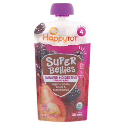 Happy Tot Organics Super Bellies Fruit & Veggie Blend Baby Food, Stage 4, Tots & Tykes, 4 oz